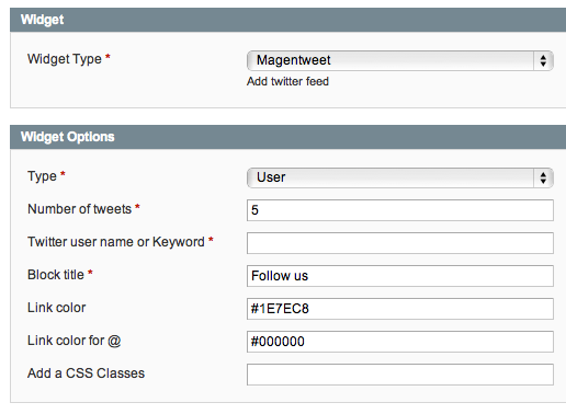 Magentweet configuration options