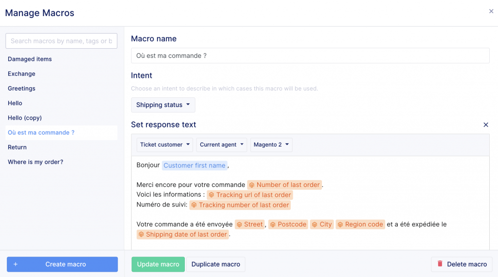 DND-Gorgias Helpdesk Magento : exemple réponse interaction